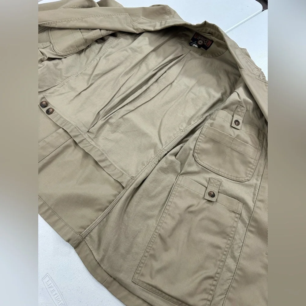 Duluth Trading Co Fire Hose Presentation Jacket Khaki Workwear Barn Blazer L Tan